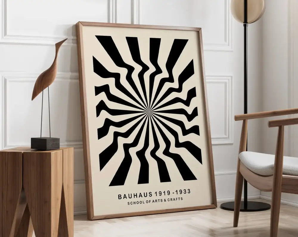 Bauhaus geometric canvas orange and black living room wall art