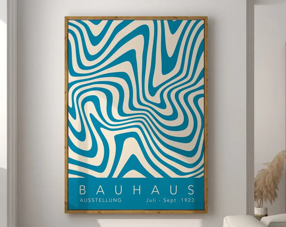 Bauhaus geometric canvas orange and black living room wall art
