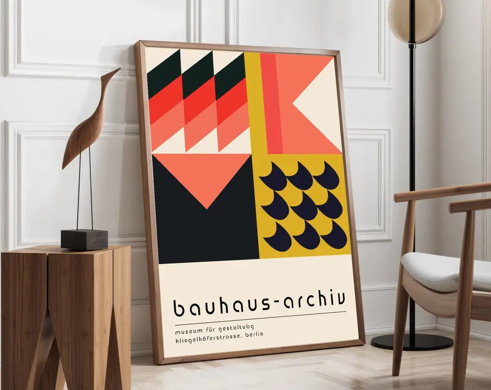 Modernist bauhaus geometric pink & black canvas print living room art