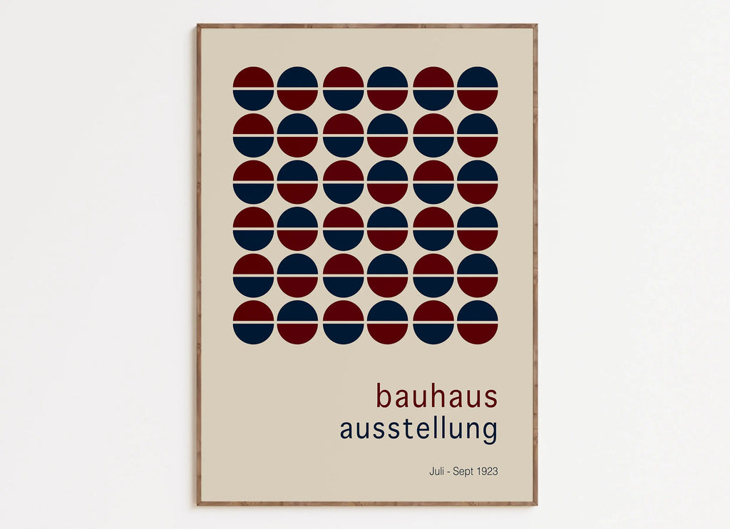 Geometric bauhaus canvas teal & yellow wall art living room decor