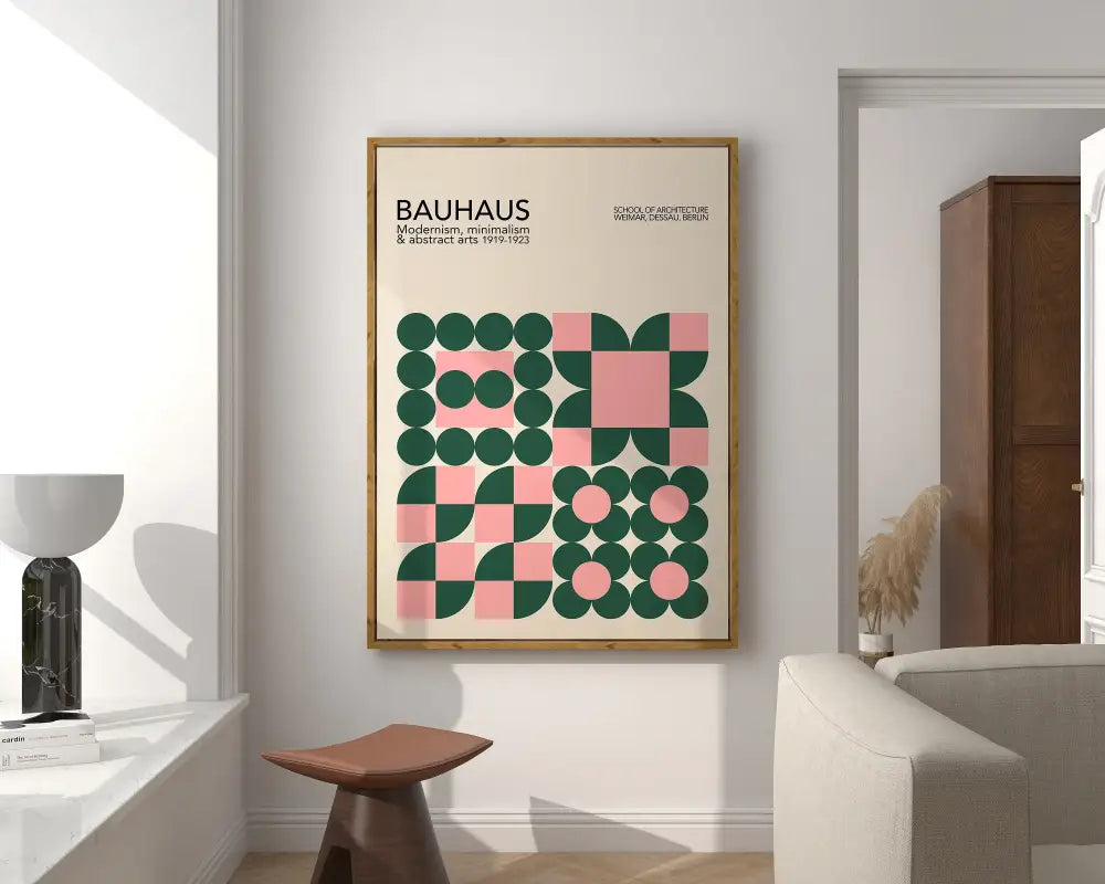 Colorful geometric bauhaus canvas prints – living room wall decor