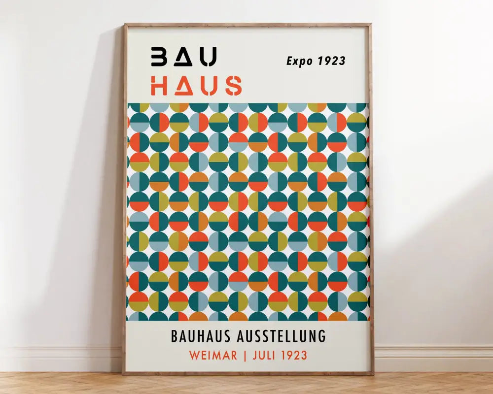 Vibrant pink & blue geometric bauhaus canvas art living room poster