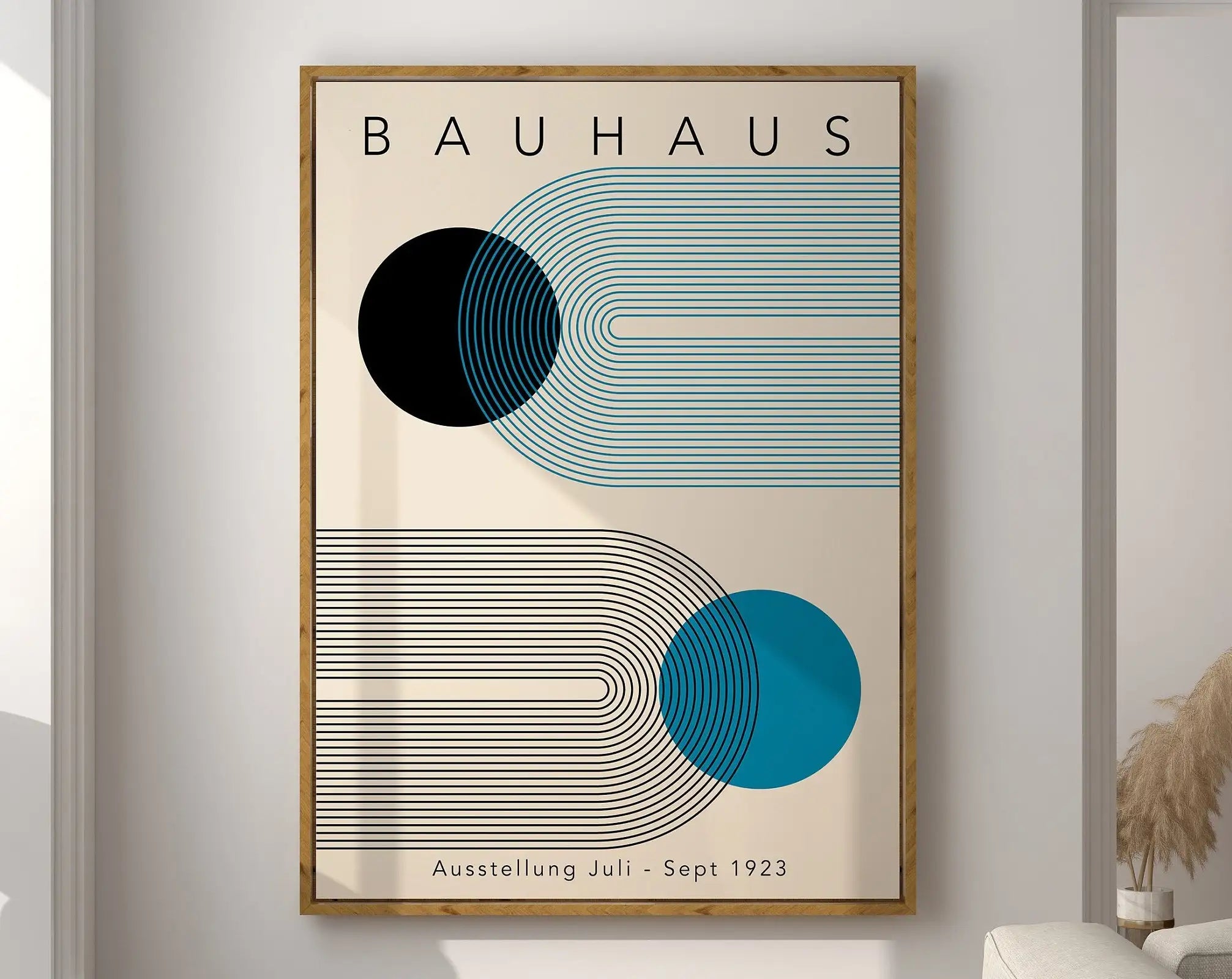 Pastel geometric bauhaus canvas wall art for living room