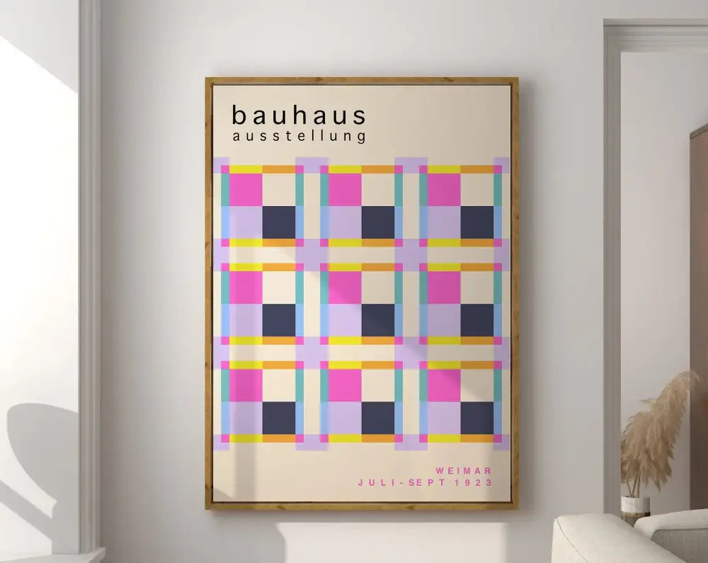 Pastel geometric bauhaus canvas wall art for living room