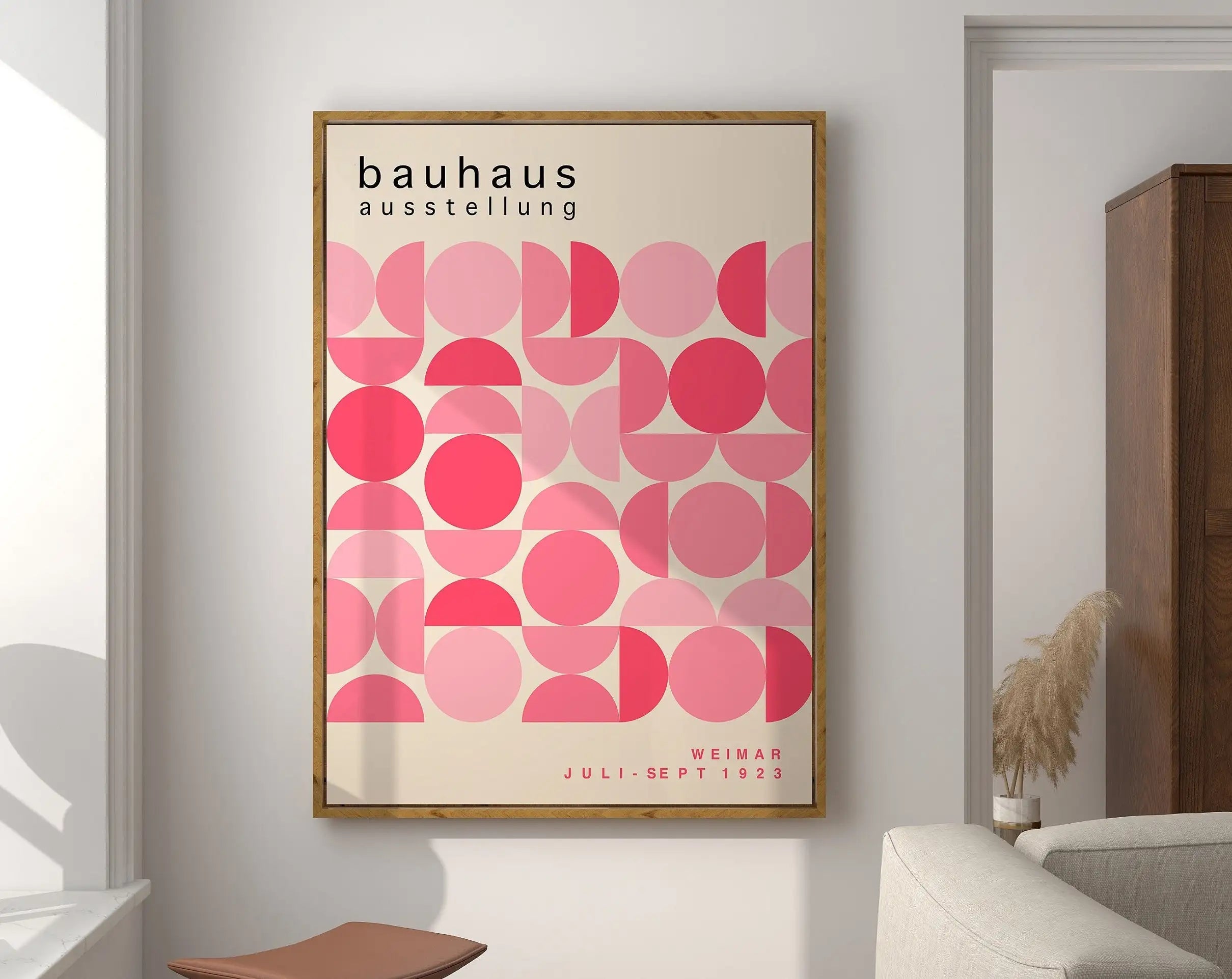 Bauhaus black & white geometric canvas wall art for living room
