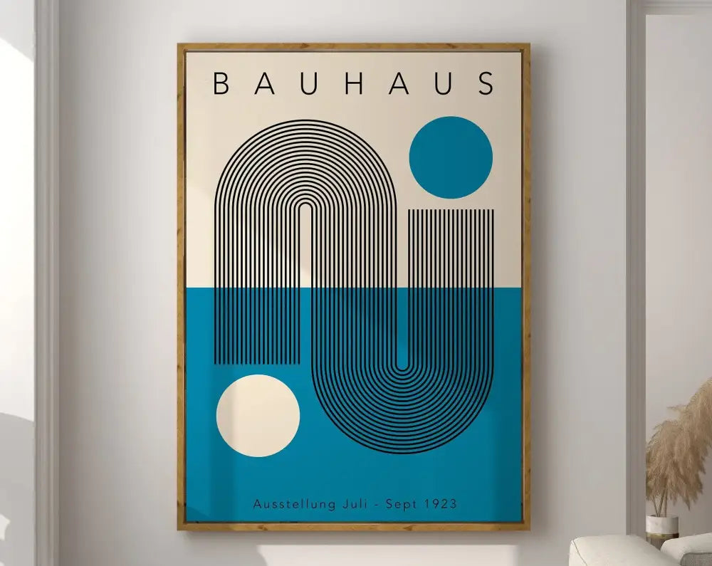 Bauhaus black & white geometric canvas wall art for living room