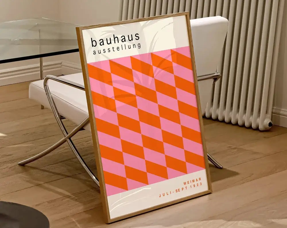 Bauhaus black & white geometric canvas wall art for living room