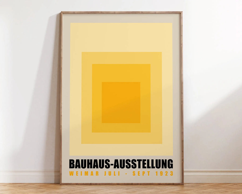 Bauhaus pink & orange geometric canvas poster – living room wall art