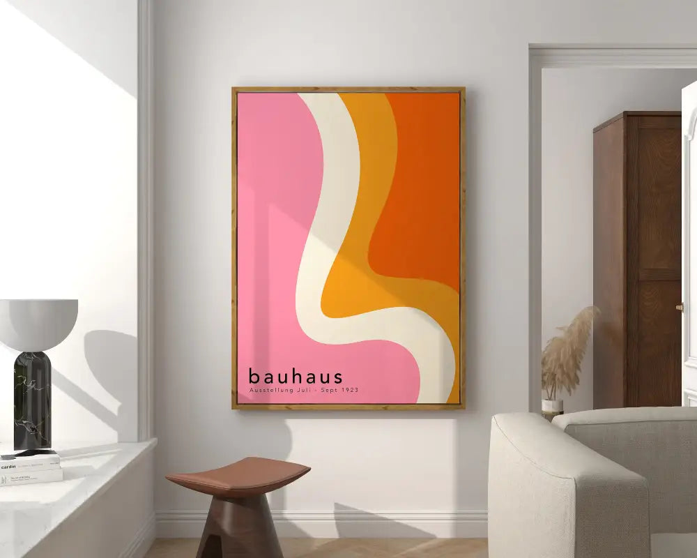 Bauhaus red and off-white geometric canvas poster living room art