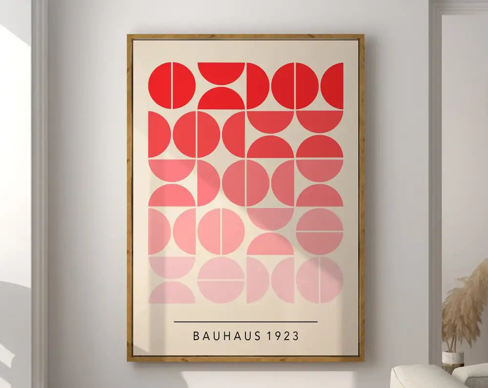 Bauhaus red and off-white geometric canvas poster living room art