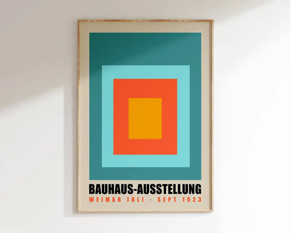 Bauhaus red and off-white geometric canvas poster living room art