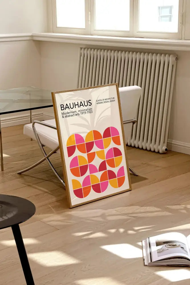 Mid century black & orange bauhaus wall art living room canvas prints