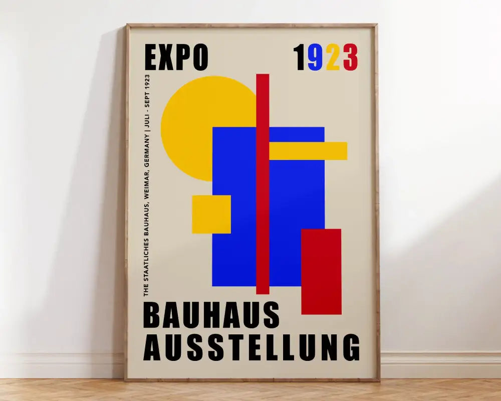Geometric mid century bauhaus framed wall art living room decor