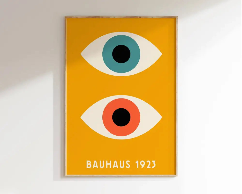 Geometric mid century bauhaus framed wall art living room decor