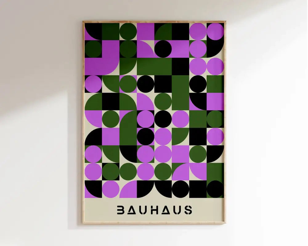 Bauhaus pink & yellow geometric canvas poster living room decor
