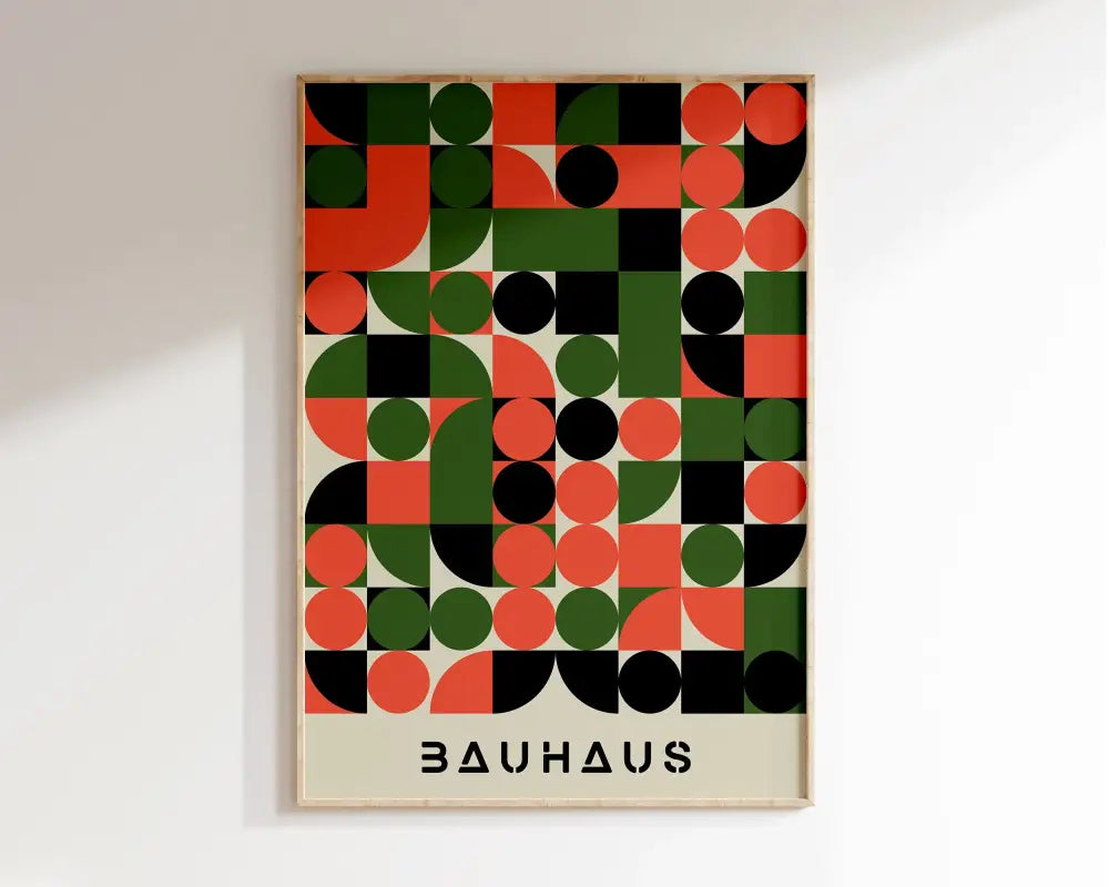 Bauhaus teal & light blue geometric canvas poster living room decor