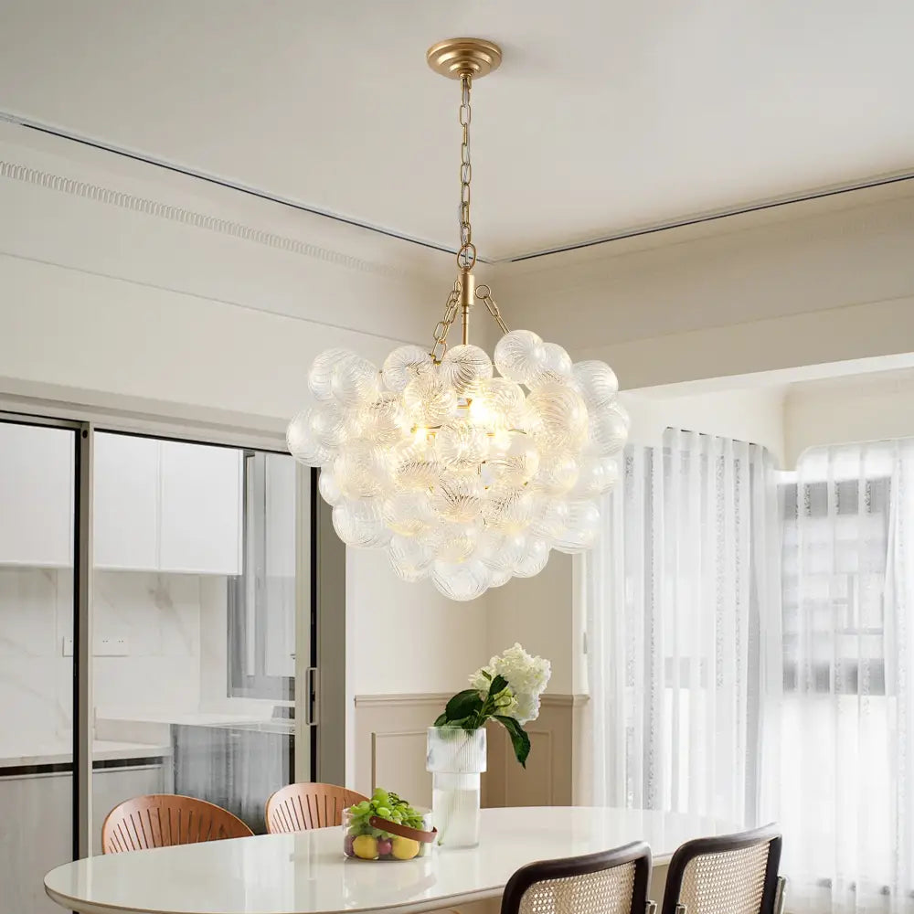 Modern gold bubble glass pendant light – dining room adjustable height