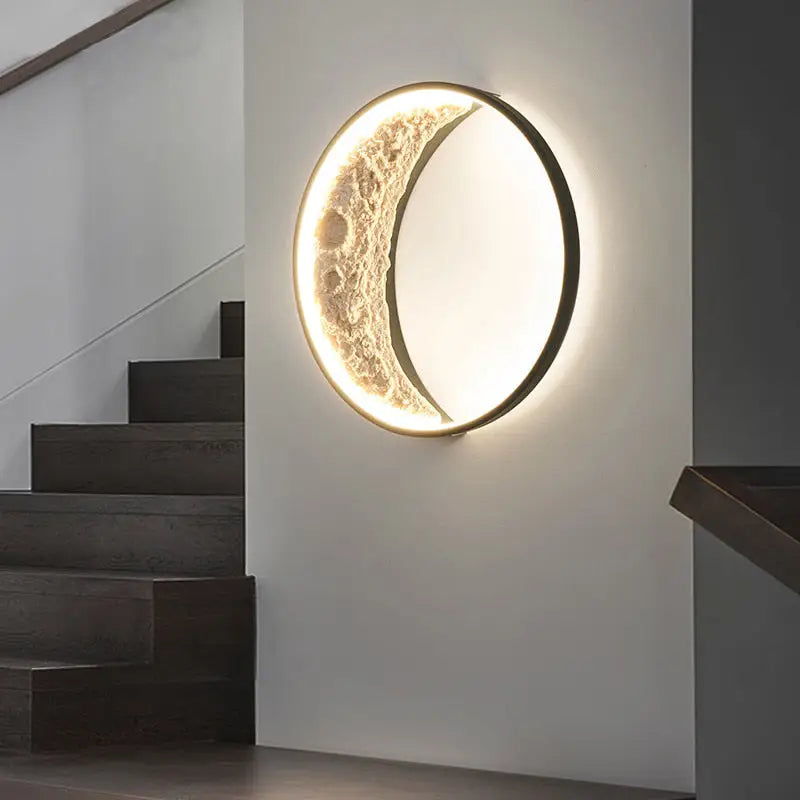 Modern beige textured crescent led wall lamp bedroom light