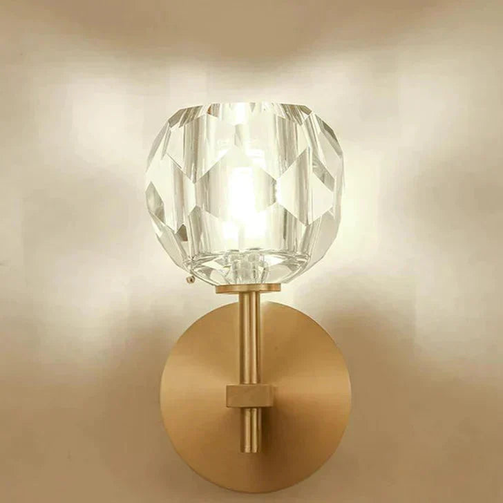 Modern gold crystal wall lamp bedroom globe sconce