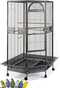 Silver wrought iron arched flight bird cage living room rolling base