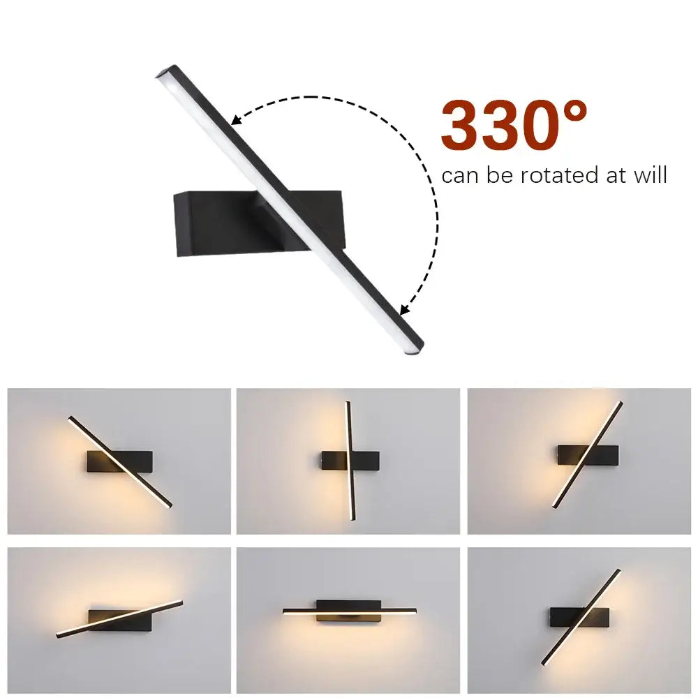 Modern black rotated led wall sconce bedroom light source