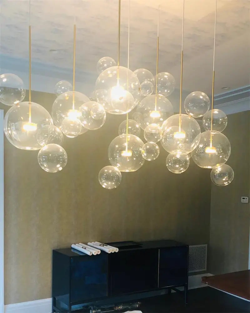 Modern led bubble ball chandelier for dining room decor