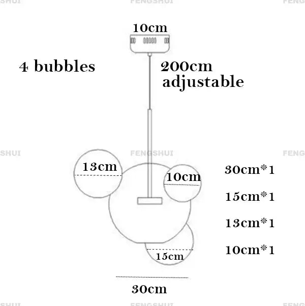 Nordic decor led bubble chandelier dining room pendant light