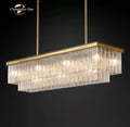 Textured glass led glace rectangular chandelier dining room light