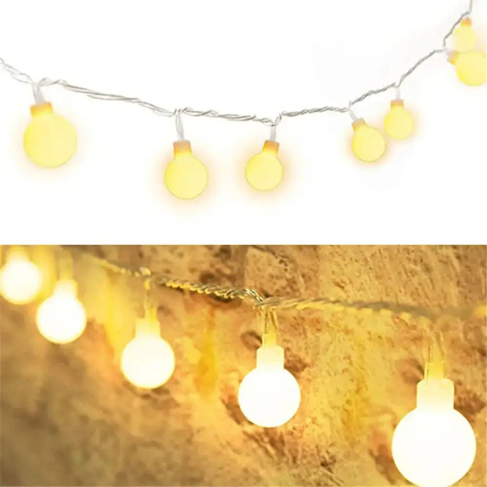 Warm frosted white led globe ball string lights bedroom decor