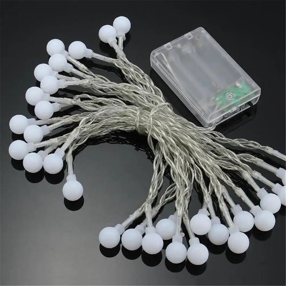 Warm frosted white led globe ball string lights bedroom decor