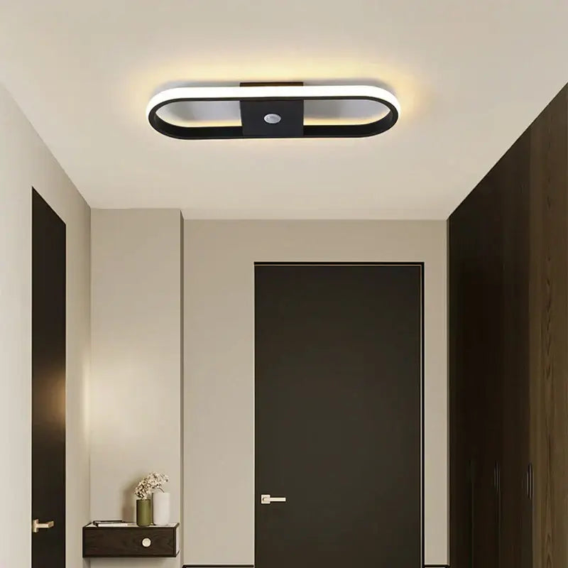 Modern black circular led motion sensor ceiling light for bedroom