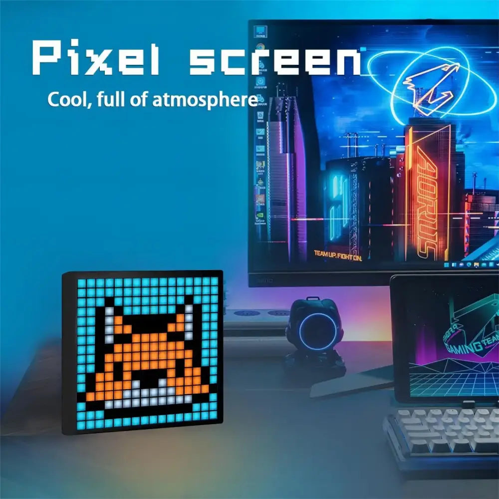 Modern black & white led pixel display gaming room animation frame