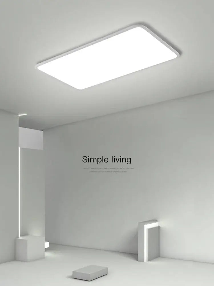 Modern minimalist white rectangular ceiling light for living room