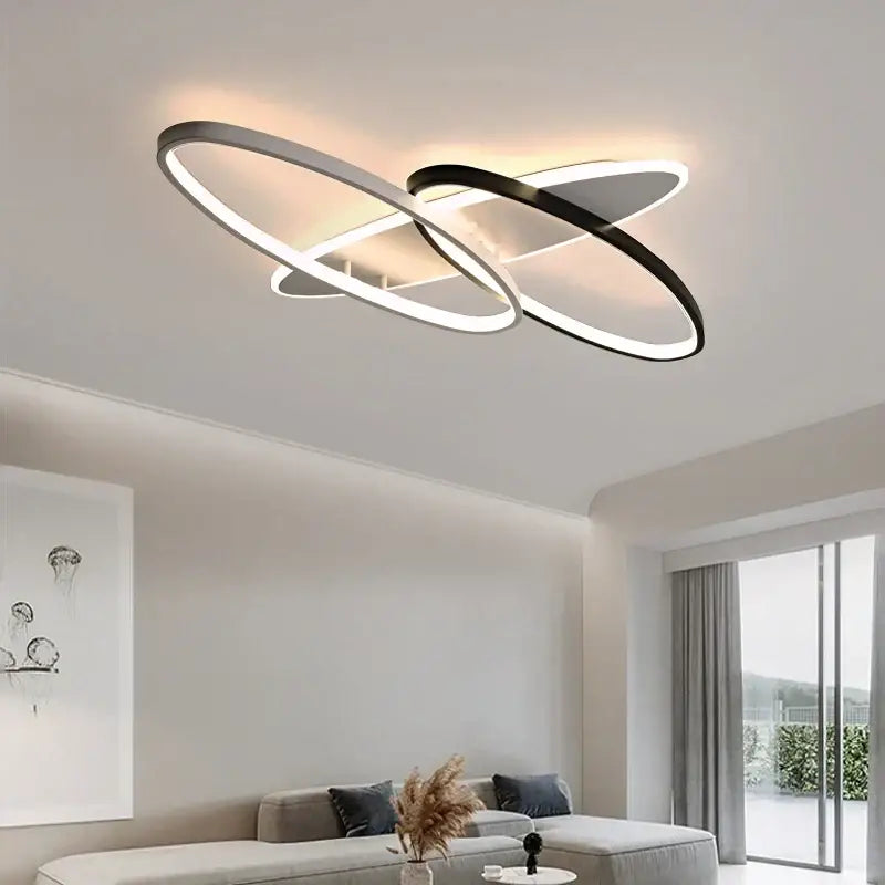 Modern black & white led rectangular chandelier art living room light