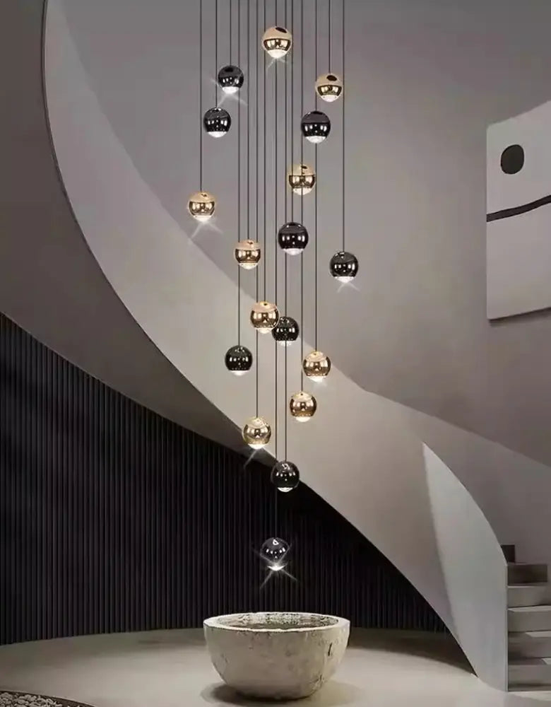 Modern black & gold globe chandelier dining room multiple heads size