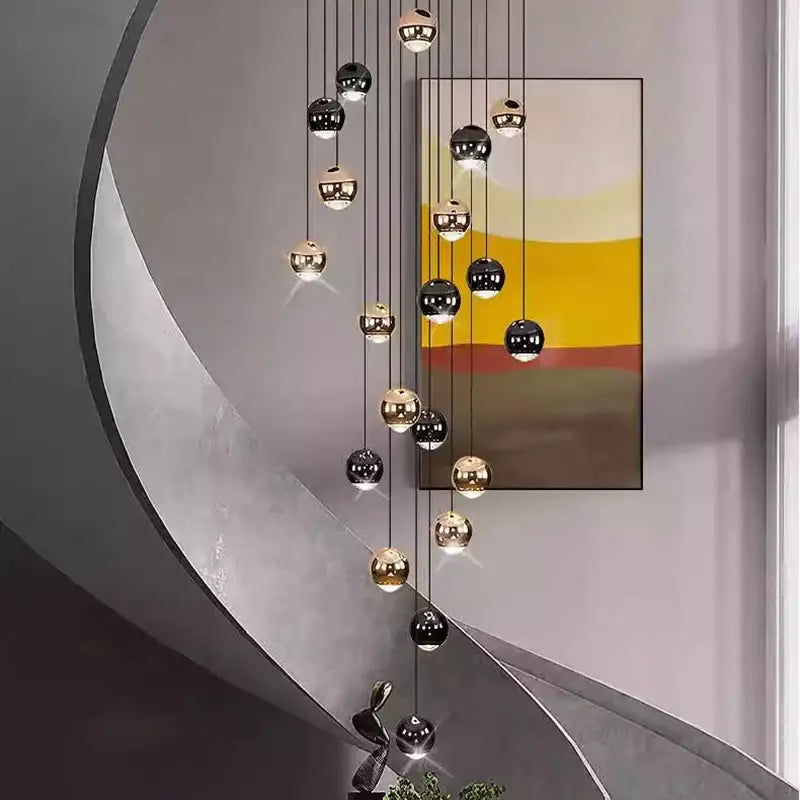 Modern black & gold globe chandelier dining room multiple heads size