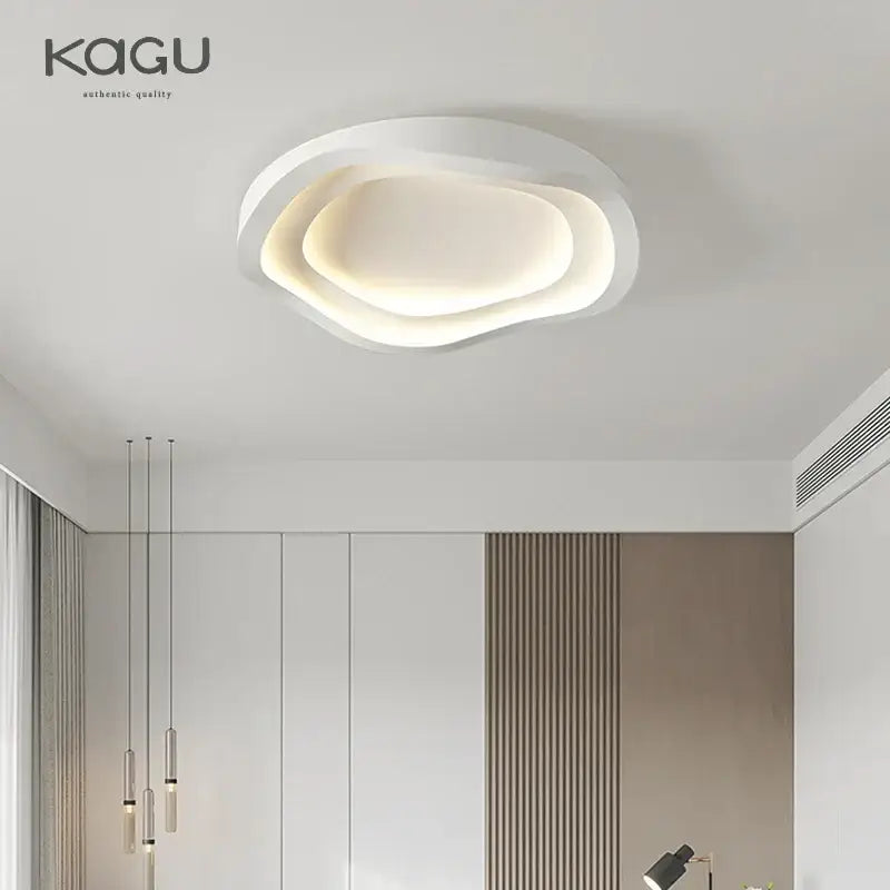 Modern white oval led round ceiling lamp living room remote dimming