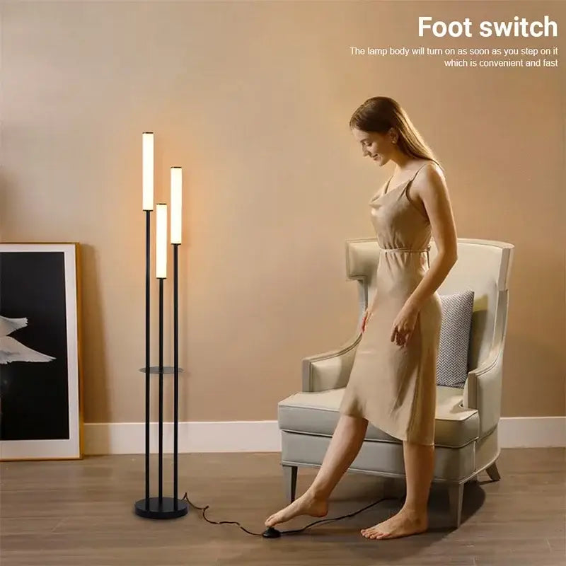 Modern black decorbites led shelf floor lamp for living room