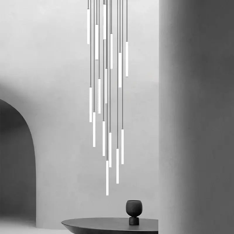 Modern black led spiral ceiling chandelier living room 50 light