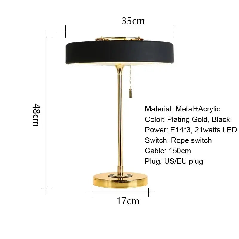 Postmodern blue & gold led table lamp bedroom reading light
