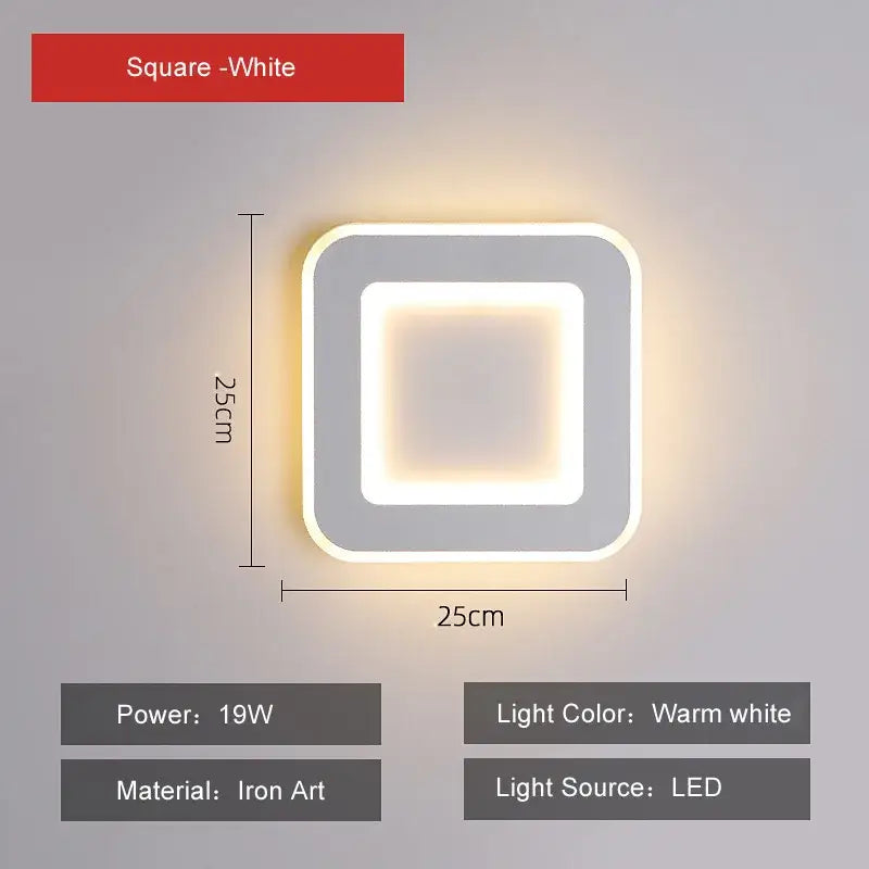 Modern black & white touch switch wall light bedroom ring lamp