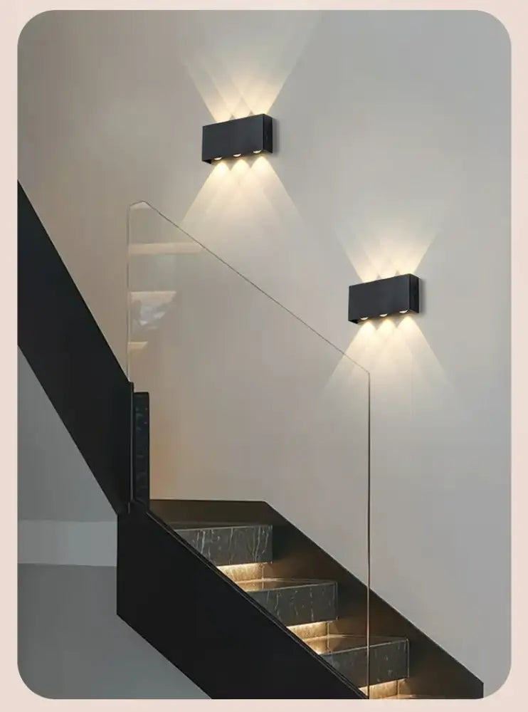 Minimalist wood led wall sconce bedroom dual beam light