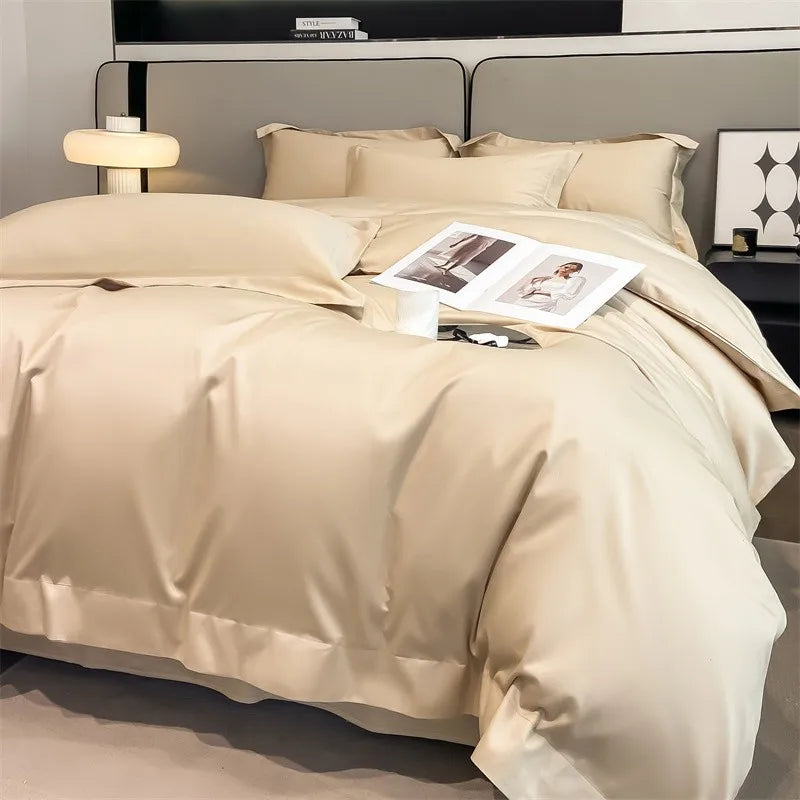 Luxurious white satin egyptian cotton duvet cover bedroom bedding