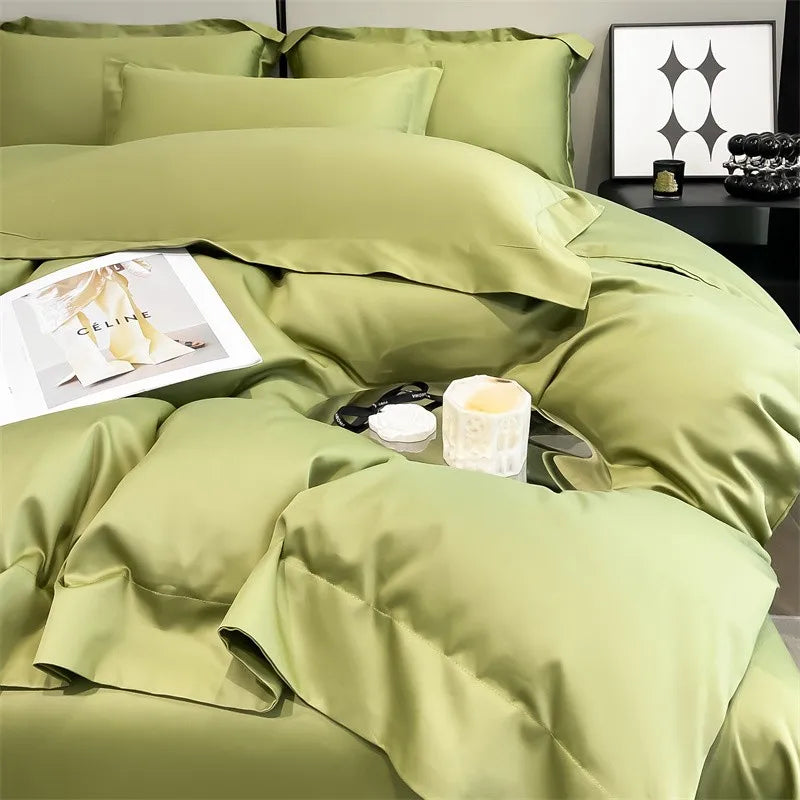 Luxurious white satin egyptian cotton duvet cover bedroom bedding set