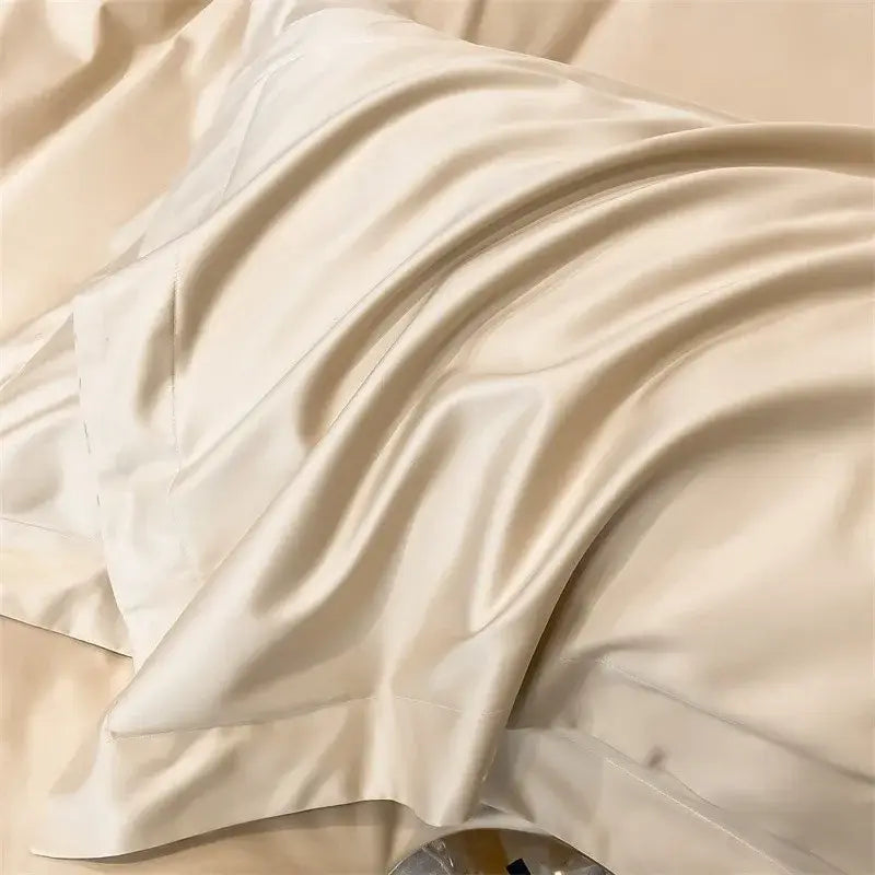 Luxurious gray satin duvet cover set bedroom stitched bedding