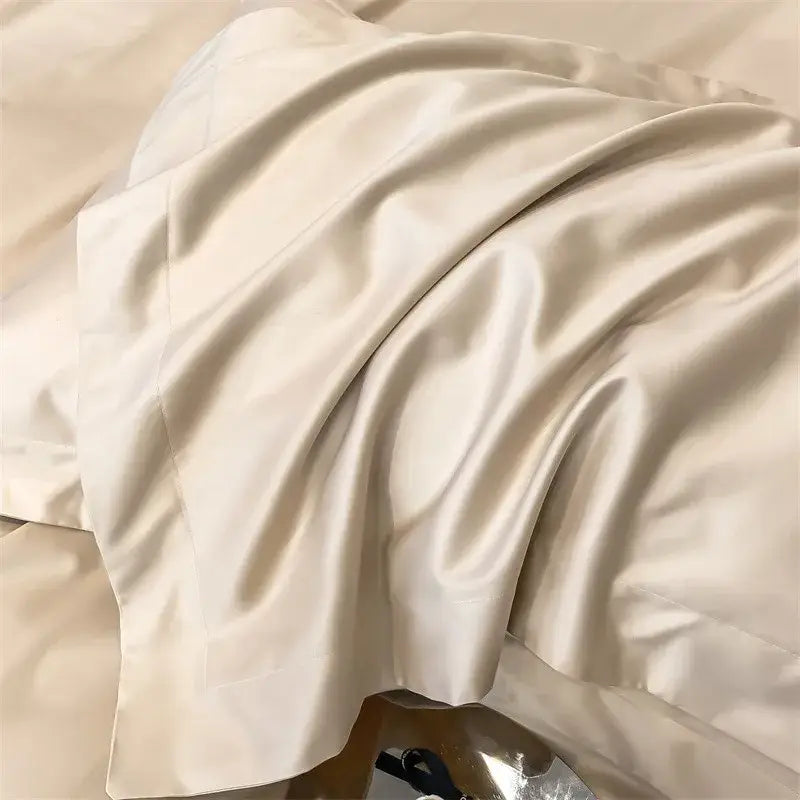 Luxurious light blue satin duvet cover set bedroom bedding