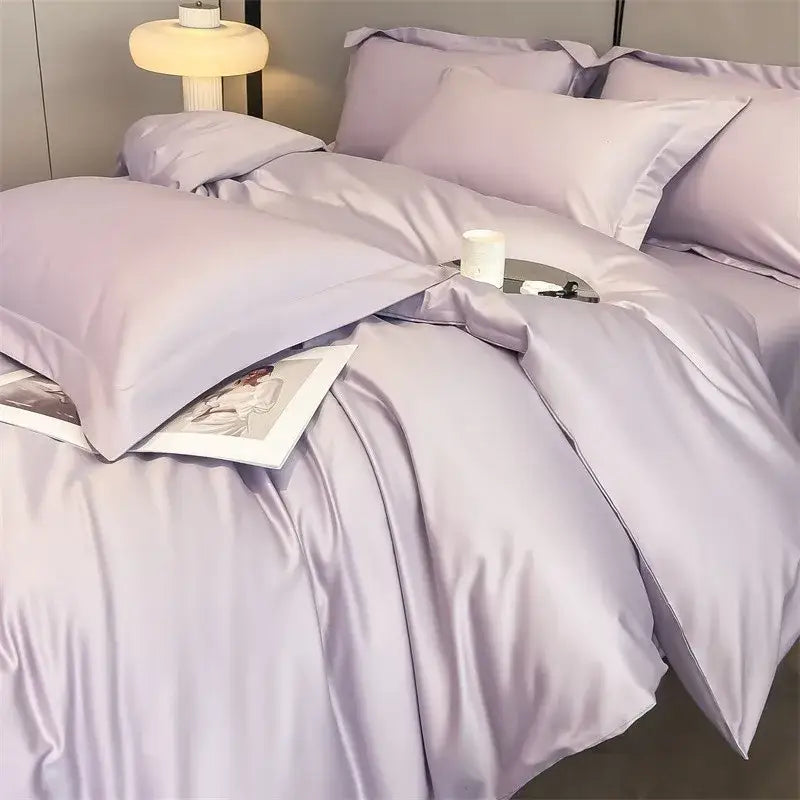 Luxurious white satin egyptian cotton duvet cover bedroom bedding set