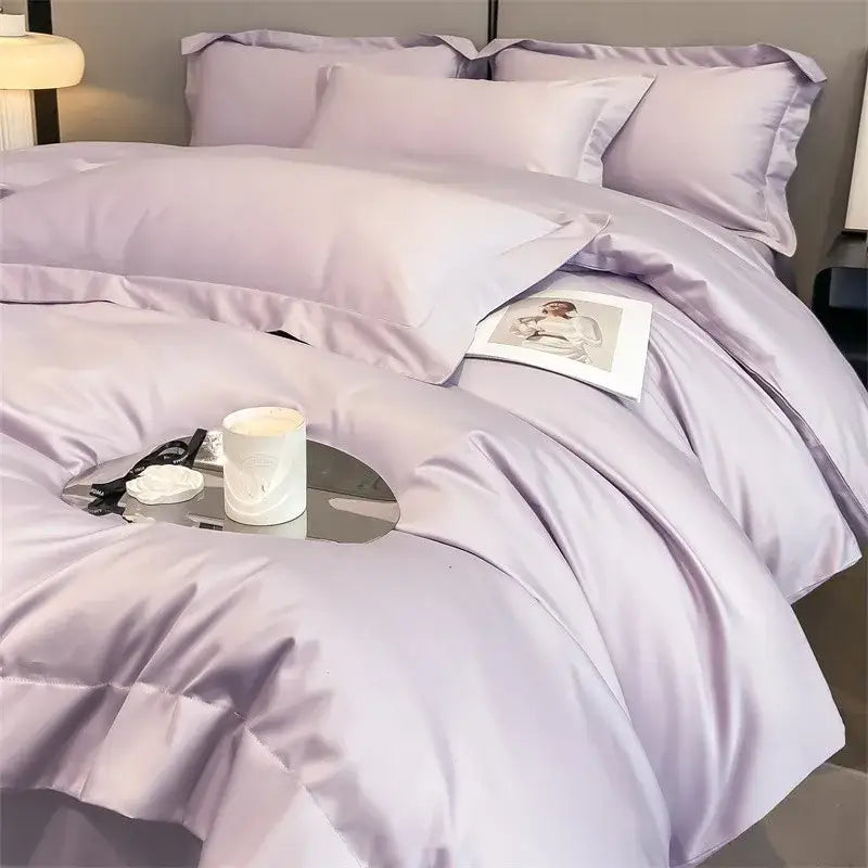 Luxurious white satin egyptian cotton duvet cover bedroom bedding set