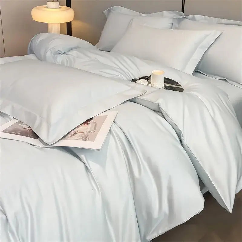 Luxurious taupe satin piece duvet cover set bedroom bedding