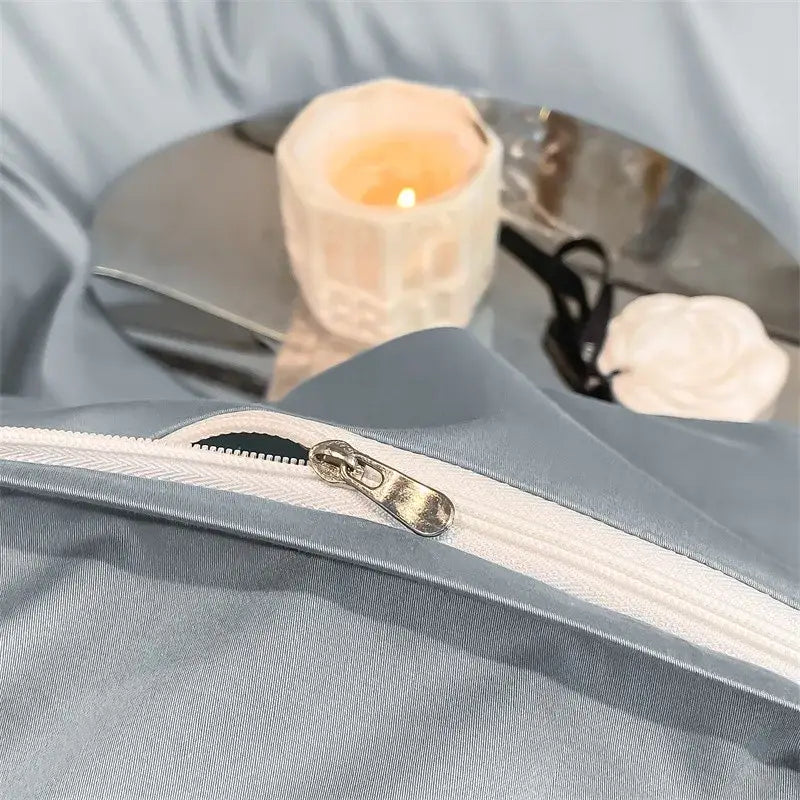 Luxurious white satin egyptian cotton duvet cover bedroom bedding set